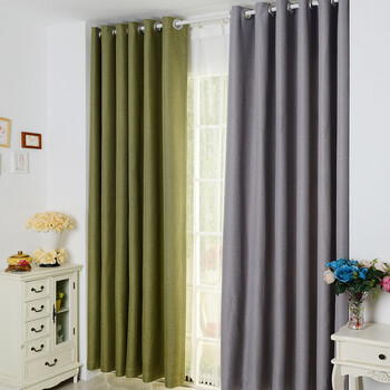 帘旭客厅卧室书房家装别墅工程全遮光棉麻布打孔挂钩窗帘窗纱分拍xj8