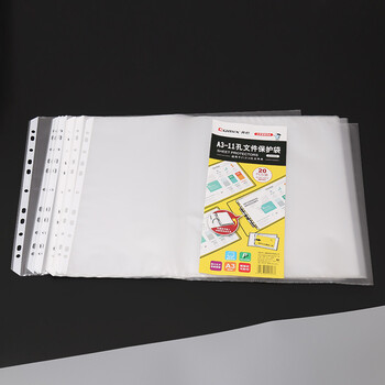 齐心(Comix) A3活页袋 11孔白条横入式资料袋  20页装 EH450 透明