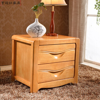 原木色胡桃色储物柜 床头柜简约现代实木橡胶木整装 榉木色 整装