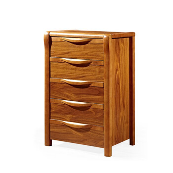 简约现代中式斗柜五斗柜金胡桃色斗柜抽屉置物柜收纳柜 五斗 组装