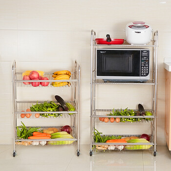 304不锈钢蔬菜架厨房置物架 4层落地架子装放菜篮收纳架多层菜架 四层