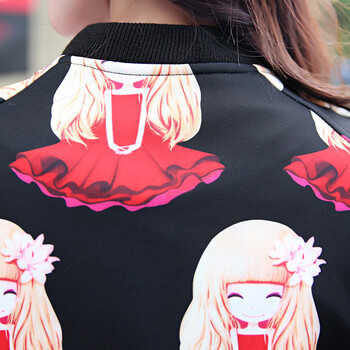 薇拉风2015秋季新款韩版女装棒球服百搭短外套上衣 红色 XL