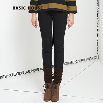 Basic House/百家好流行新款热裤衣纯色韩版牛仔裤HODP721E 黑色/BK 160/64A/M