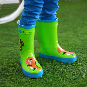 儿童雨鞋男童女童雨鞋防滑宝宝水鞋儿童雨靴橡胶小孩雨鞋 绿色恐龙 24