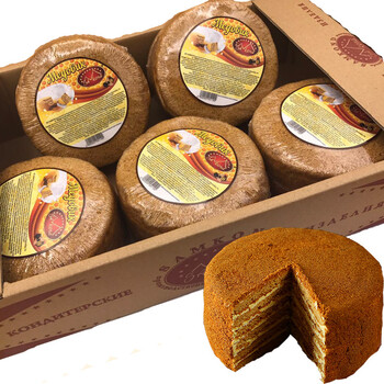 俄罗斯进口双山提拉米苏蜂蜜蛋糕 原味可可味 500克原味3个可可2个