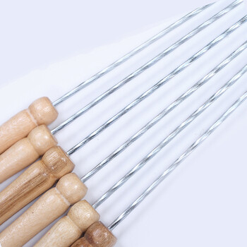 久洁(jojell) 烧烤工具羊肉串签子无磁不锈钢圆带木柄烧烤针烧烤叉