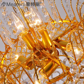 蒙特丽 金黄色水晶吊灯79088 豪华餐厅灯客厅灯卧室灯具(B) 小号42cm