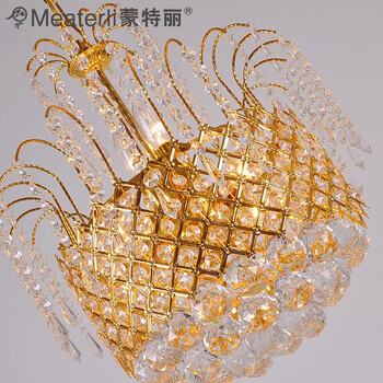 蒙特丽 金黄色水晶吊灯79088 豪华餐厅灯客厅灯卧室灯具(B) 小号42cm