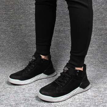 voerpaul2017秋冬新品头层牛皮高帮鞋运动休闲男鞋潮厚底百搭板鞋