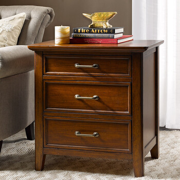 美式床头柜小户型家具 储物柜 浅栗色111423 整装