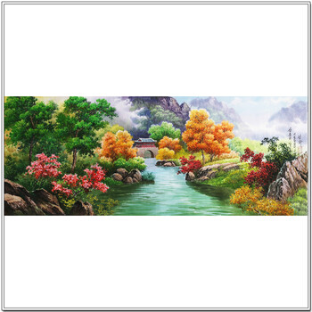 朝鲜画家  郑华 《山村的秋》