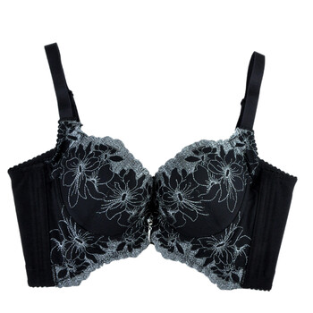 调整型内衣四排扣超聚拢黑文胸 收副乳小胸加厚胸罩 黑色 80c【图片