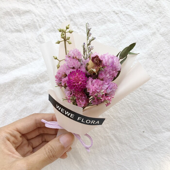 满天星玫瑰迷你干花情人节生日闺蜜礼物伴手礼物 裸色 干花包