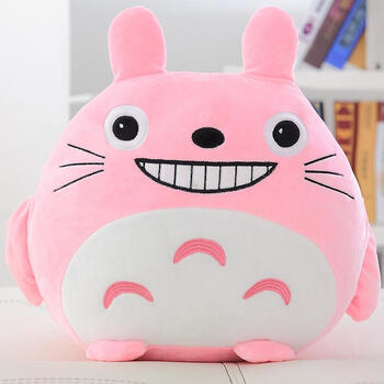 卡通家用丝绒酒店羽绒可爱纱布透气枕心舒适儿童四季 粉色龙猫龇牙款
