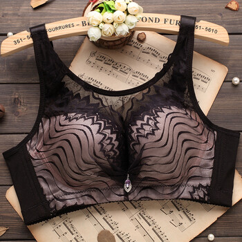 【必抢】大码无钢圈薄款背心式深v聚拢文胸调整型女内衣 222#黑色 42