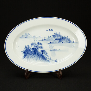 孤品一件 系80年代中国陶瓷艺术大师张志坚作品 昆仑山 大号鱼盘