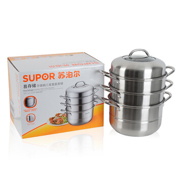 
                                        苏泊尔（SUPOR） 26cm三层复底304不锈钢蒸锅厨具燃气电磁炉通用SZ26B4                