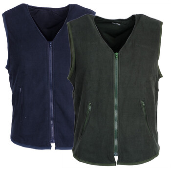 音然(yinran) 07绒马甲藏青军绿色抓绒防寒保暖开衫拉链式背心坎肩