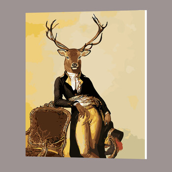 diy数字油画填色 客厅卧室风景动物人物向日葵鹿手工手绘装饰画 鹿16