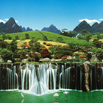 麦卡米 高清山水风景画卷帘 环保印花 拉珠式 全遮光窗帘 36122依山