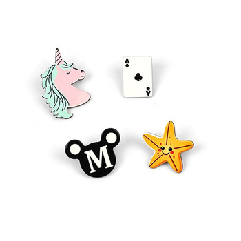 饰品 可爱卡通海星扑克胸针 亚克力板材胸饰徽章 海星扑克胸针【图片 