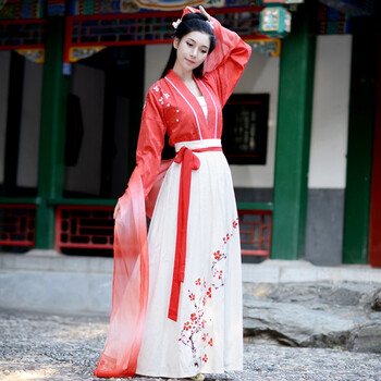 蒂卡黛[]汉服女装 对襟襦裙[梅弄影(十五]刺绣花梅花齐腰现 上襦.