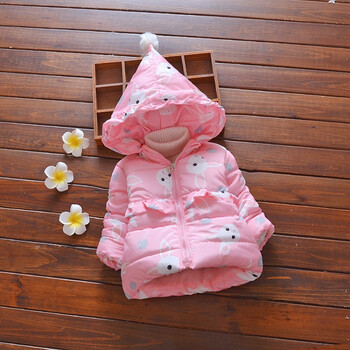 女童冬季加厚棉衣女宝宝冬装婴幼儿童装小童棉袄外套 粉红色 sy380