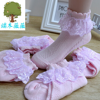 端木薇薇蕾丝花边儿童袜子纯棉7-9岁女孩公主春秋3-5岁白色小学生舞蹈