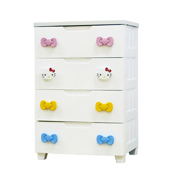 
                                        爱丽思IRIS Hellokitty塑料抽屉式收纳柜密闭防尘储物柜宝宝衣服整理柜KMG 白色 五层 56*44*102.5cm                