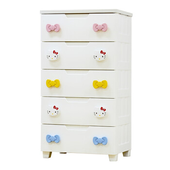 
                                        爱丽思IRIS Hellokitty塑料抽屉式收纳柜密闭防尘储物柜宝宝衣服整理柜KMG 白色 五层 56*44*102.5cm                
