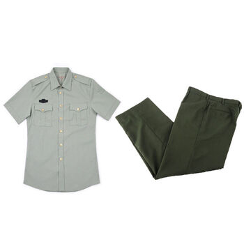 07军迷衬衣套装夏常服作训军绿长裤短袖工作服上衣裤子两件套 火箭军