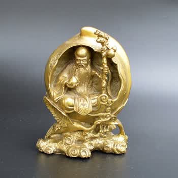 纯铜寿星摆件纯铜寿桃老寿星寿中寿 纳福祝寿送老人祝寿礼品_ 2折现价