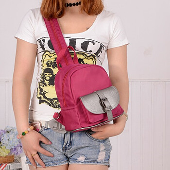 ilelin秋季新款韩版潮简约双肩包女背包学院风书包 帆布胸包简约轻便