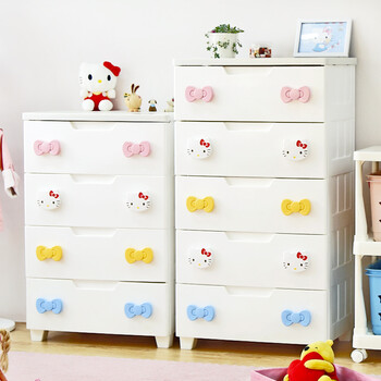 
                                        爱丽思IRIS Hellokitty塑料抽屉式收纳柜密闭防尘储物柜宝宝衣服整理柜KMG 白色 五层 56*44*102.5cm                