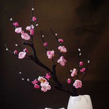 中式仿真花梅花花束 客厅茶几花艺套装插花假花装饰软装摆件饰品 单支