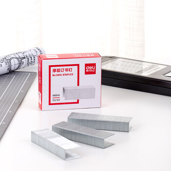 得力(deli)23/23厚层订书钉 易穿透订书针 办公用品1000枚/盒 单盒装 可订210页 0014