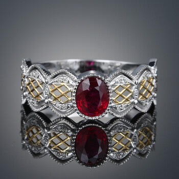 5克拉天然红宝石伴钻石戒指061999拍卖已结束gil证书总重3.
