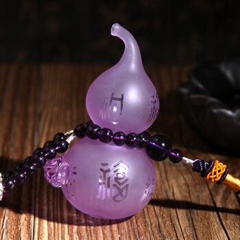 貔貅葫芦挂饰品车载汽车香水挂件后视镜 时尚款-紫色