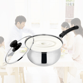 
                                        INOMATA 不锈钢奶锅汤锅煮面锅 电磁炉通用 婴儿宝宝辅食锅 加厚复底单柄弧形汤锅 18CM复底                