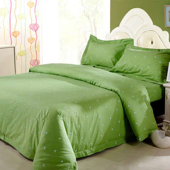卡玛奴 宾馆酒店床上用品快捷时尚连锁酒店如家绿色款印花三四件套