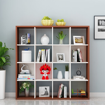 简易书架简约现代落地组合书柜书架置物架玄关隔断客厅格子展示架 4*4