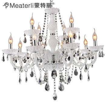 蒙特丽 客餐厅吊灯8002  宫廷时尚弯管烛台水晶灯 乳白色(B) 12头 K9水晶