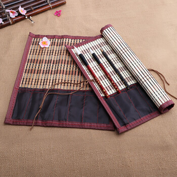 【全网低价】绍泽文化 文房四宝 竹袋笔帘 7袋 毛笔收纳袋