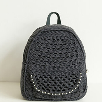 小香风钉珠双肩包手工diy钩针宝宝棉线编织毛线材料包翽 【深灰款】