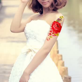 东奇古道买1送1防水纹身女 花刺青仿真 遮疤盖剖腹产 纹身贴 tbx9010