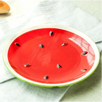 致源 陶瓷盘子菜盘水果碟子西餐盘创意家用餐具水果点心盘 西瓜《8寸