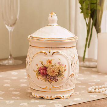 创意糖果罐 密封储物罐糖果罐 欧式陶瓷 糖罐子茶叶罐调料罐 a款820ml