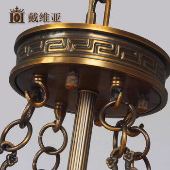 戴维亚定制 云石灯 全铜吊灯 中式吊灯 书房卧室灯饰 新中式古典灯具新中式 8头