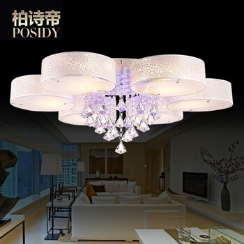 柏诗帝 现代简约水晶灯led吸顶灯客厅灯餐厅灯卧室灯书房灯具创意雕花镂空水晶吸顶灯 5头带遥控 带5瓦LED光源