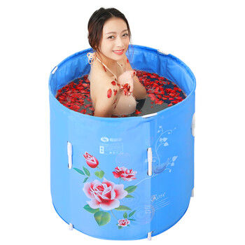
                                        蜀丽康折叠泡澡桶 成人洗澡盆婴儿童塑料沐浴桶 套餐一蓝色70*68                